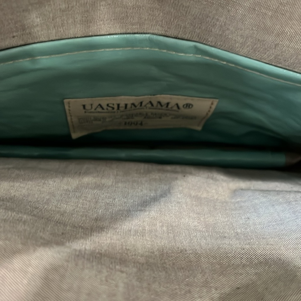 Structured Blue and Green Tote with Metallic Finish - Picture 6 of 8